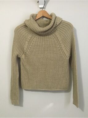 Cotton Emporium Tan Brown Chunky Turtleneck Cowl Neck Sweater Size XS